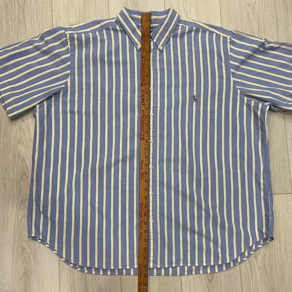 Ralph Lauren Blue & Yellow Striped Collard Classic Fit Button Down Men's 2x Big - Picture 5 of 11